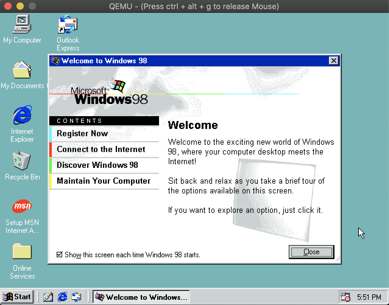 Welcome to Windows 98