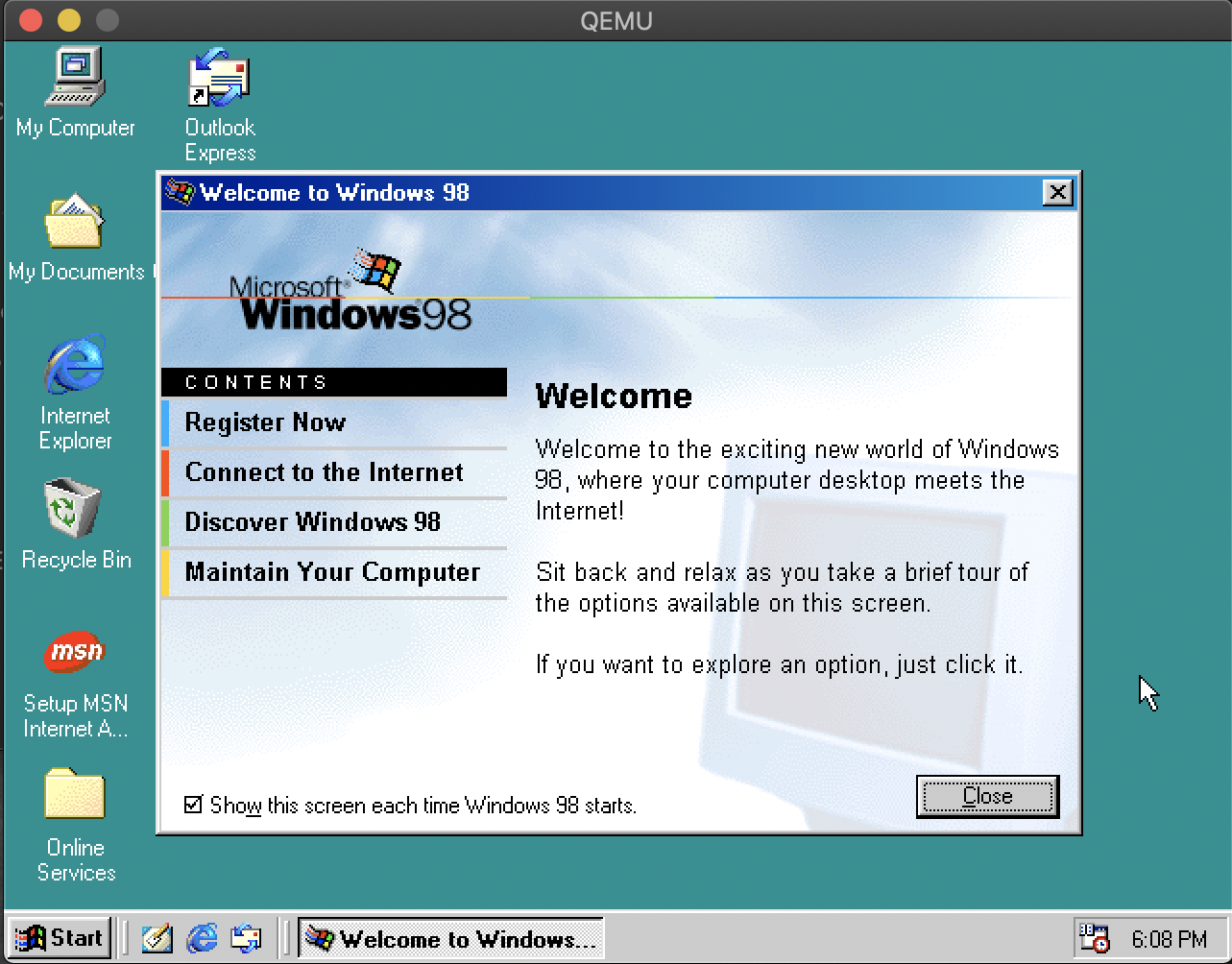 Welcome to Windows 98